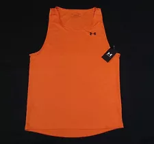 Under Armour Mens Velocity Sleeveless Orange Tank Heat Gear Loose 1372707-851