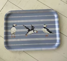 Handmade Ary Tray With Puffins Made In Sweden By Ary With Birch Veneer Wood