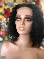 Lace Closure 100% Human Hair Curly Wig, 10”, Transparent Lace, 4x4, FREE KIT!