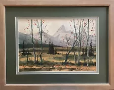 Roy Kerswill watercolor painting of the Grand Tetons; framed (21 x 27)