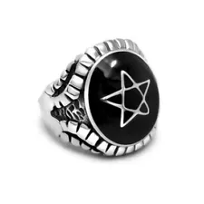 Size 11 Stanton LaVey Black Angel Heart Ring Marilyn Manson Pentagram Satanic