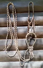 Vintage Hand Braided Rawhide Bosal Horsehair Mecate Fiador Latigo Leather Hanger