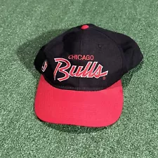 Sports Specialties Chicago Bulls Script SnapBack Hat Cap - Black/Red