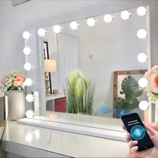 Large Hollywood Vanity Mirror with Lights Bluetooth Tabletop Wall Mount Metal