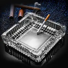 Ashtray, Large Glass Ashtray for Cigarette Cigar, Clear Crystal Ash Trays