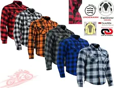 MENS LUMBERJACK KEVLAR LINED CE PROTECT ARMOUR MOTORBIKE MOTORCYCLE CHECK SHIRT