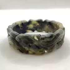 Black Carved Jade Bangle (J) S#542