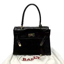 Vintage Bally ostrich Hand bag Classic Leather From Japan Auth 0398