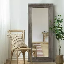 Wood Frame Mirror Full Length Floor Body Free Standing Bed Room Dressing Rustic