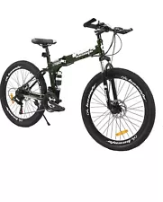 26 Inch Full Suspension Folding Mountain Bike. 21 Speed High Tensile Carbonsteel