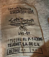 Burlap Sack , Feed originally used for DARK MATTER coffee beans from El Salvador