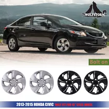 For 2006-2011 2013-2015 Honda Civic Hubcaps 15-Inch Wheel Rims Cover Bolt On R15