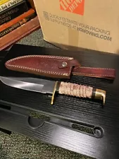 *LOWER PRICE* Custom Bowie Hunting Knife with unique carved handle