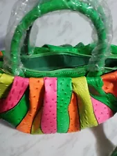 Multicolor ostrich purse