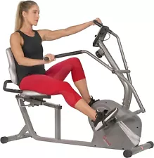 Sunny Health Fitness Cross Trainer Magnetic Recumbent Bike with Arm Exercisers