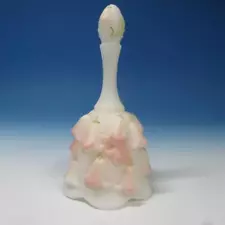 Signed Fenton Art Glass - S Fisher - Lily of the Valley Pink and White Bell