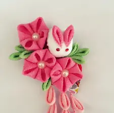 Handmade Japanese Hair Clip Rose Sakura Bunny Pin Kanzashi Wedding Ornament 1pc