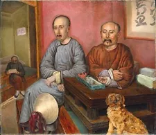 oil painting handpainted on canvas "Chinese businessmen. 1848-1850 "