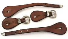 Champion Turf Silverplate Spur Straps Matched Pair Nice Leather Western 10062-NP