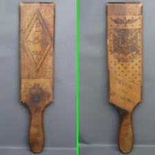 1919 Antique YALE Delta Kappa Epsilon Greek FRATERNITY PADDLE Hand Carved Burned