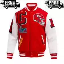 Kansas City Chiefs Rib Mashup Red & White Varsity Wool & Leather Vintage Jacket