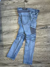 Men's Balmain Paris Designer Jeans Motorcycle Biker Denim Size 33 Lampo Zip