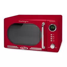 Nostalgia Countertop Microwave Red Rotating Glass Carousel LED Display 700-Watt