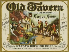 Old Tavern Lager Beer Label 9" x 12" Metal Sign