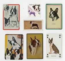 BOSTON TERRIER COLLECTION VINTAGE SINGLE DOG PLAYING CARDS TRADE CARDS & STAMP