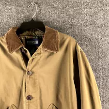 Vintage Lands End Barn Jacket Men's Small Brown Chore Button Corduroy