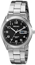 Seiko Men's SGG709 Titanium Silver Watch with Black Dial