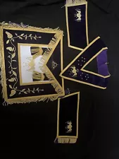 95° Masonic Apron, Collard ,And Cuffs (Purple and Gold)