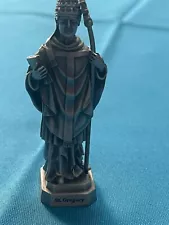 * RARE HEAVY PEWTER ST. GREGORY CATHOLIC RELIGIOUS STATUE