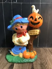 Vintage Scarecrow Head Ceramic Mold Fall Autumn Light Up Pumpkins For Sale A6