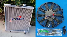 3 Rows Aluminum Radiator + Fan for Triumph TR6 Manual MT 1975 1976 75 76