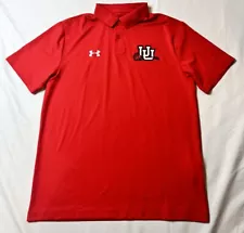 Utah Utes S/S Polo Golf Shirt Under Armour NCAA Rose Bowl Red Men's Medium NICE