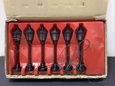 VINTAGE 6 STREET LIGHTS FOR XMAS VILLAGES-TESTED & WORK-4”