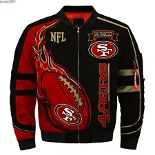 San Francisco 49ers Men's Flight Bomber Jacket Pilot Thicken Warm Zipper Coat