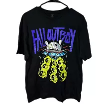 Fall Out Boy T Shirt 2023 So Much For Tour Dust Black Glow In The Dark UFO LARGE