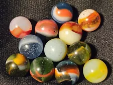 12 Colorful Vintage Peltier Rainbo Marbles Lot 22R Mint to Near Mint+