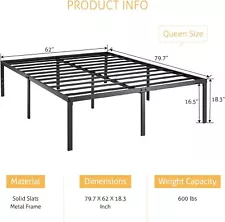 Metal Platform Bed Frame,No Box Spring Needed, Slots for Headboard Attachment