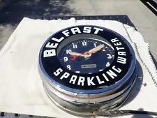 Antique Belfast Neon Sparkling Water Clock Working for Parts Missing Neon Light