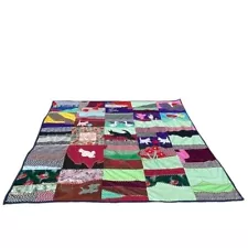 NEW Intricate Custom Handmade Multicolor Animal "Patchwork" Quilt 90X90