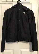 Hollister California Women XS All-Weather Jacket Black Hooded Full Zip