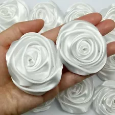 Lot 50pc 50mm / 2" Multi-Color Satin Ribbon Rose Flowers DIY Wedding Bouquet