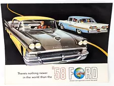 Vintage 1958 58 Ford Fairlane Sedan Car Sales Dealer Brochure Pamphlet Ad A24