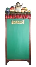 Vintage Folding Wooden A Frame Sidewalk Green Chalkboard Business 3D Cafe Sign