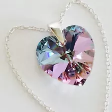 925 Sterling Silver Heart Necklace Pendant Vitrail Made With Austrian Crystals