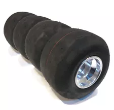 (Pack of 4) Tubeless Racing Slick Tire 11x6.00-5 with Aluminum Wheel for Go Kart