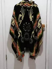 Fall Western/Southwestern Cowgirl Kokopelli Fringe Hooded Poncho